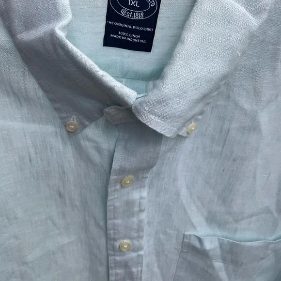 Brooks Brothers Short-Sleeve Linen Shirt- GREEN - Picture 5 of 8